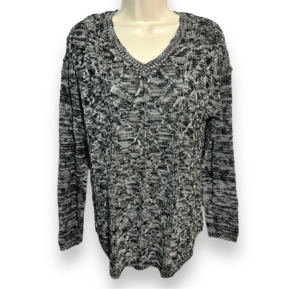 Allegra Women’s V-neck Sweater Black Space Dye Size Medium